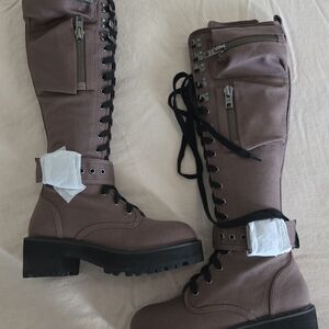 Dolls Kill Brown Lace-Up Combat Boots
